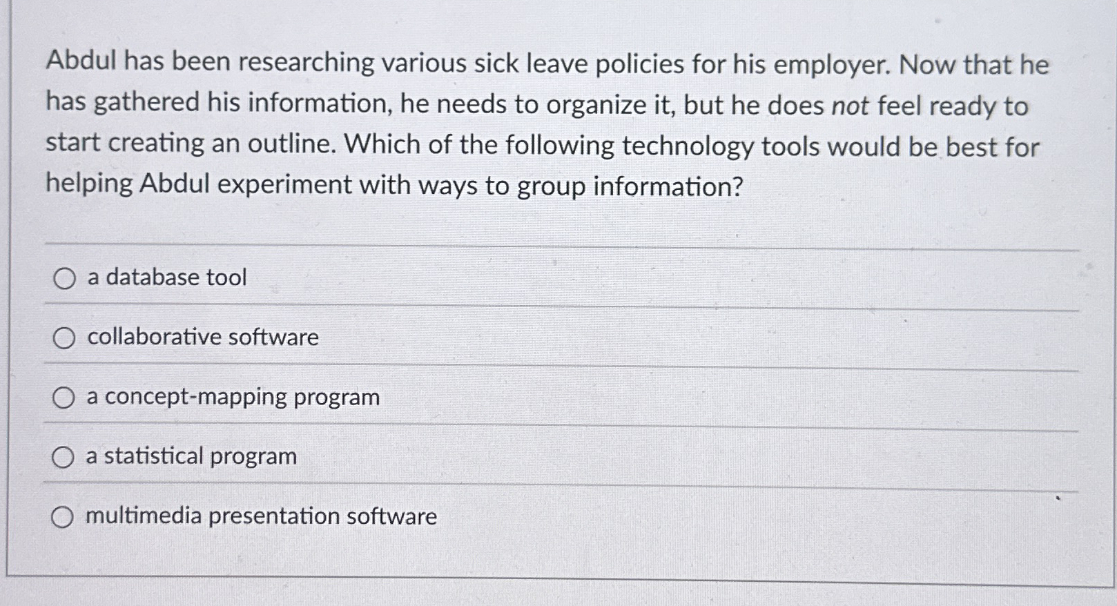 Abdul has been researching various sick leave