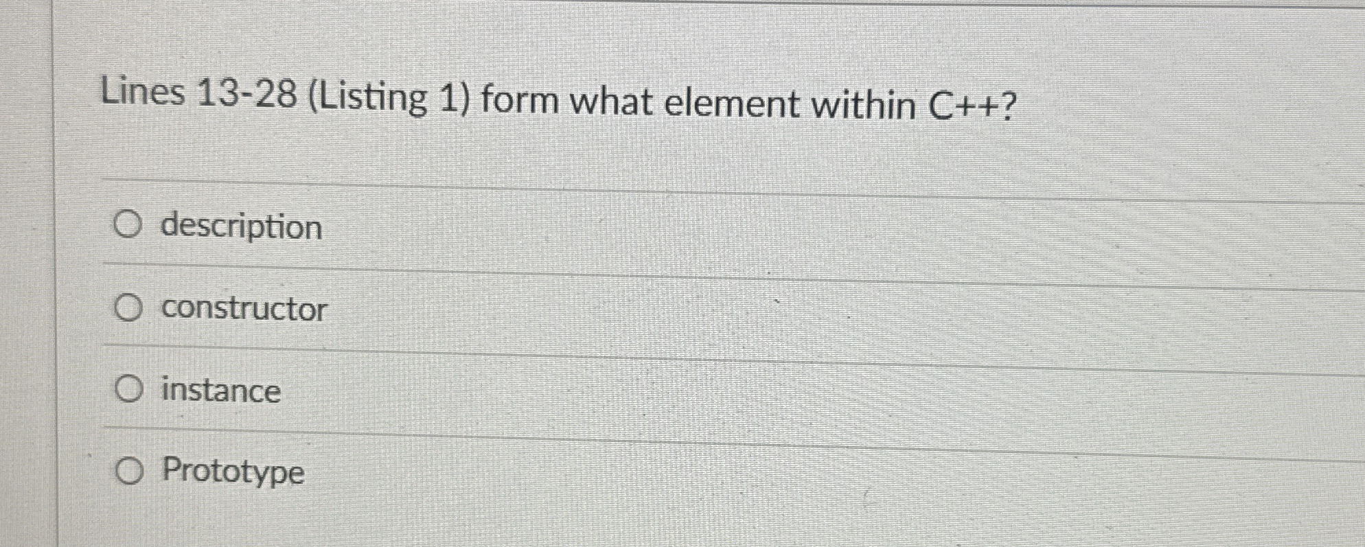 Lines 1 3 - 2 8 ( Listing 1 ) form what element