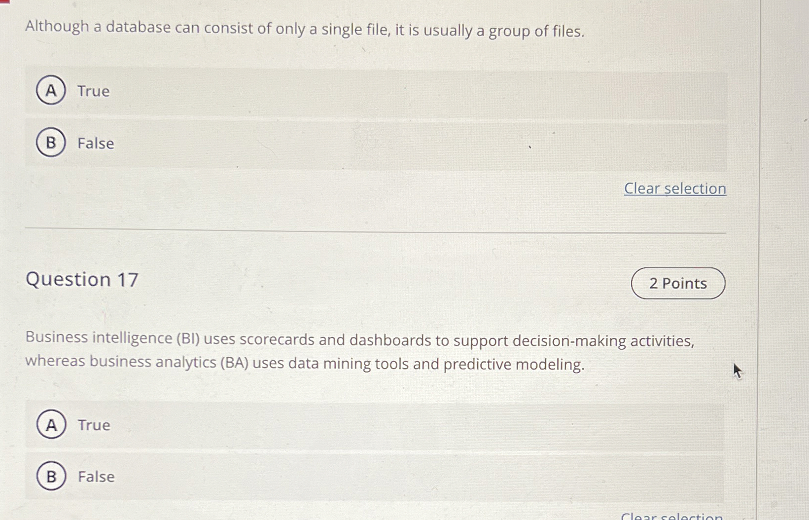 Although a database can consist of only a single