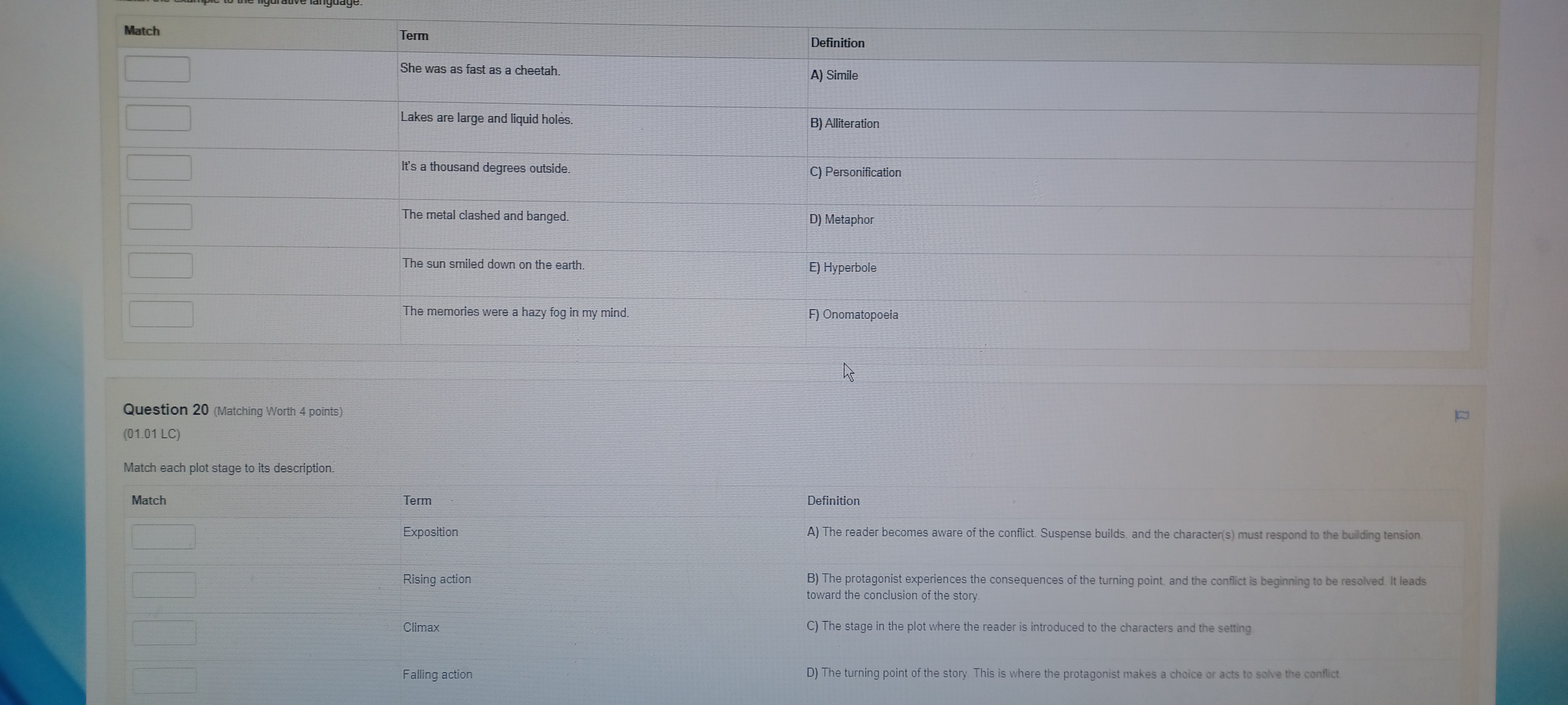 Read the following examples. Match each example