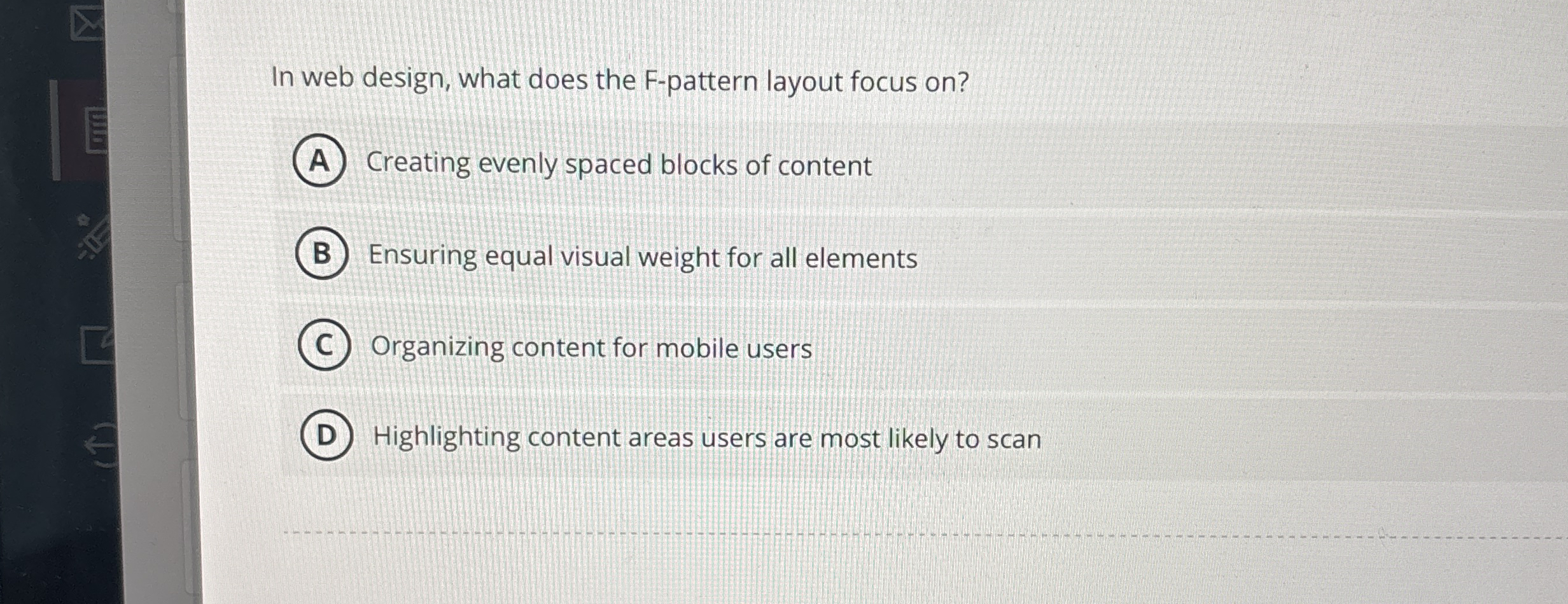 In web design, what does the F - pattern layout