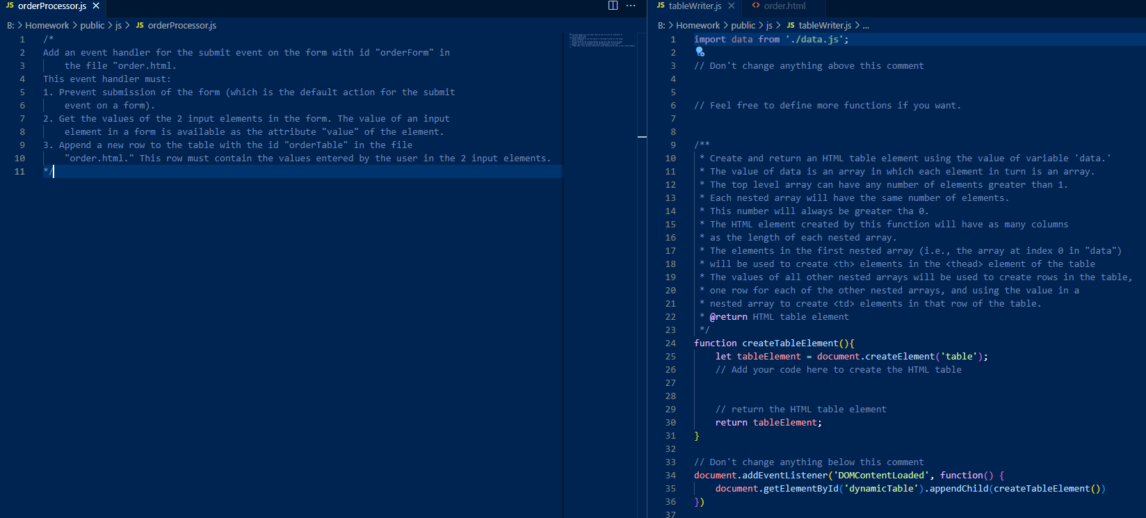 Program in javascript using the following html: