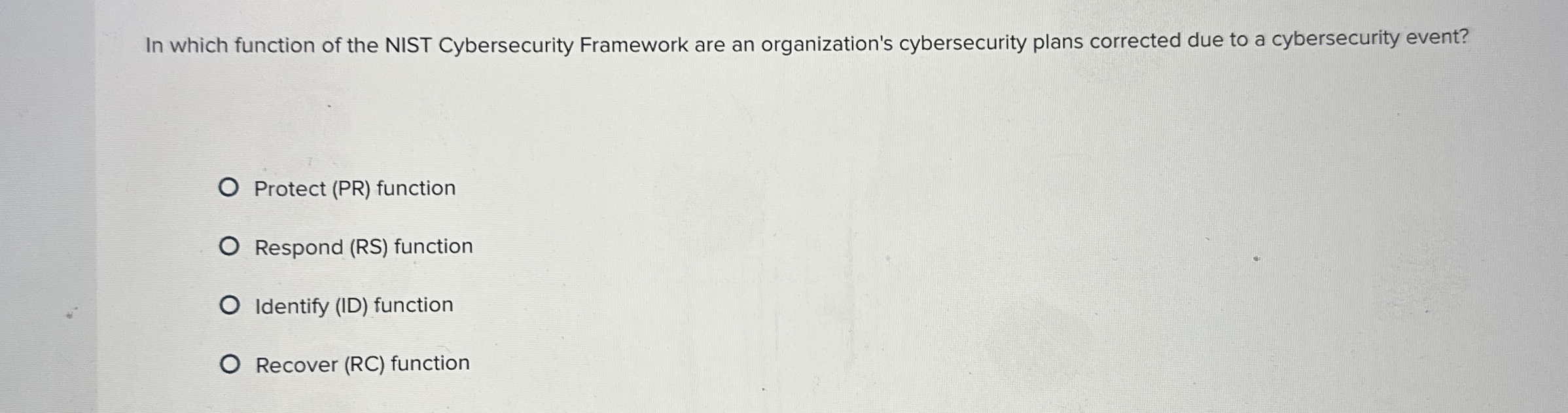 In which function of the NIST Cybersecurity