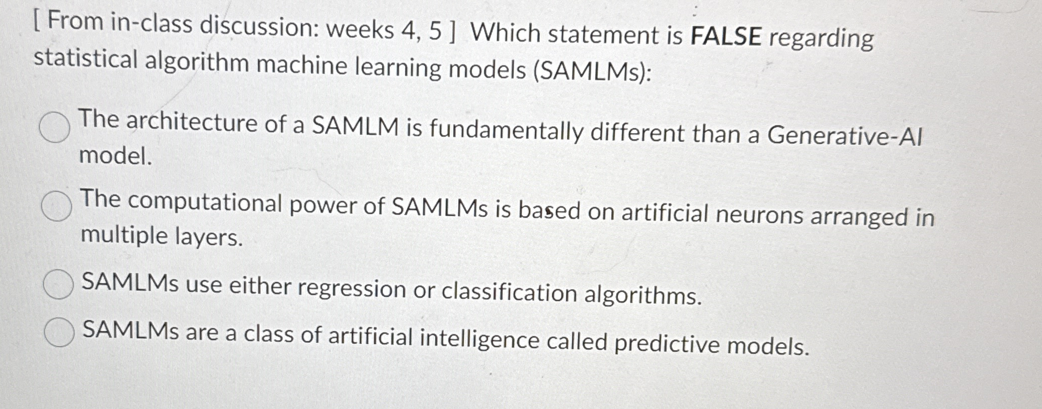 [ From in - class discussion: weeks 4 , 5 ] Which
