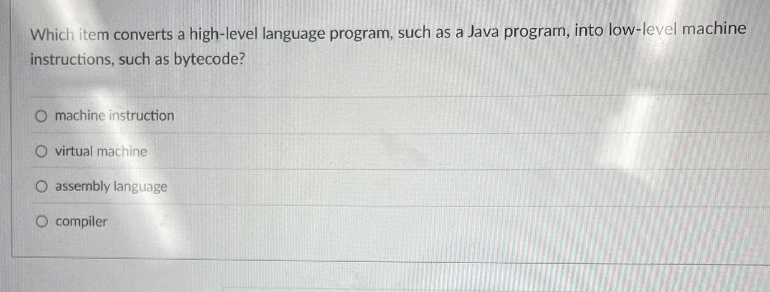 Which item converts a high - level language