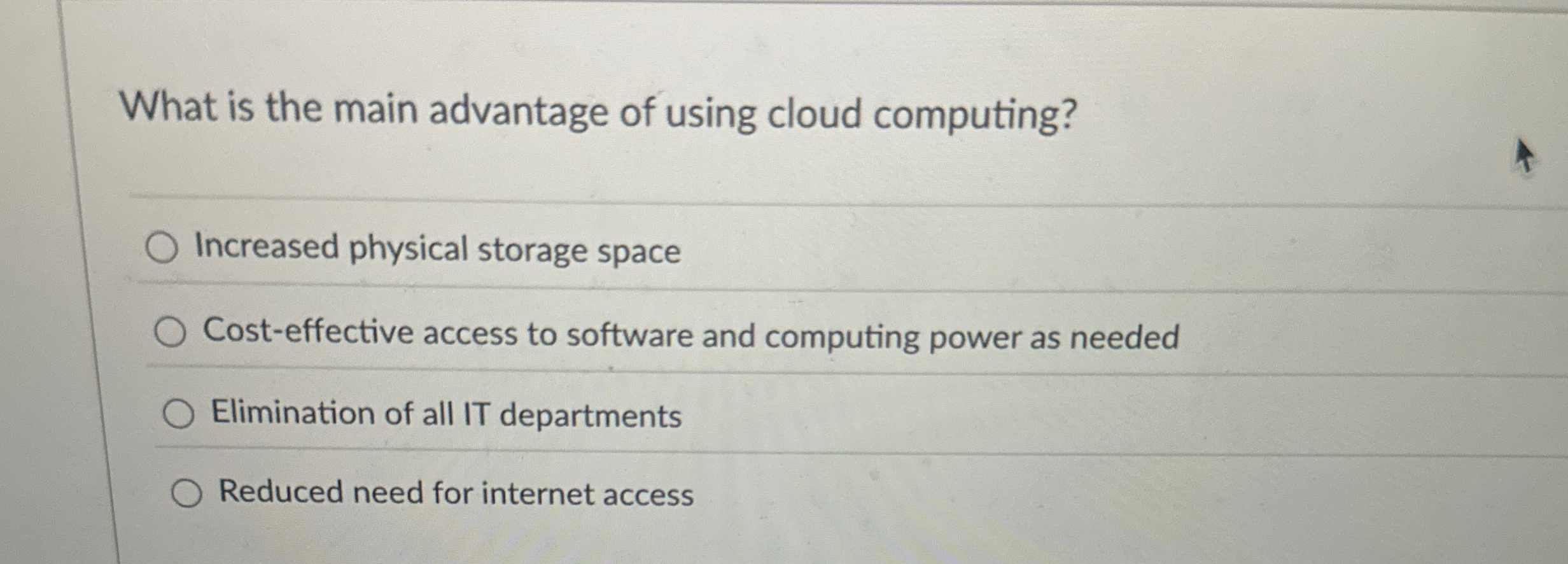 What is the main advantage of using cloud