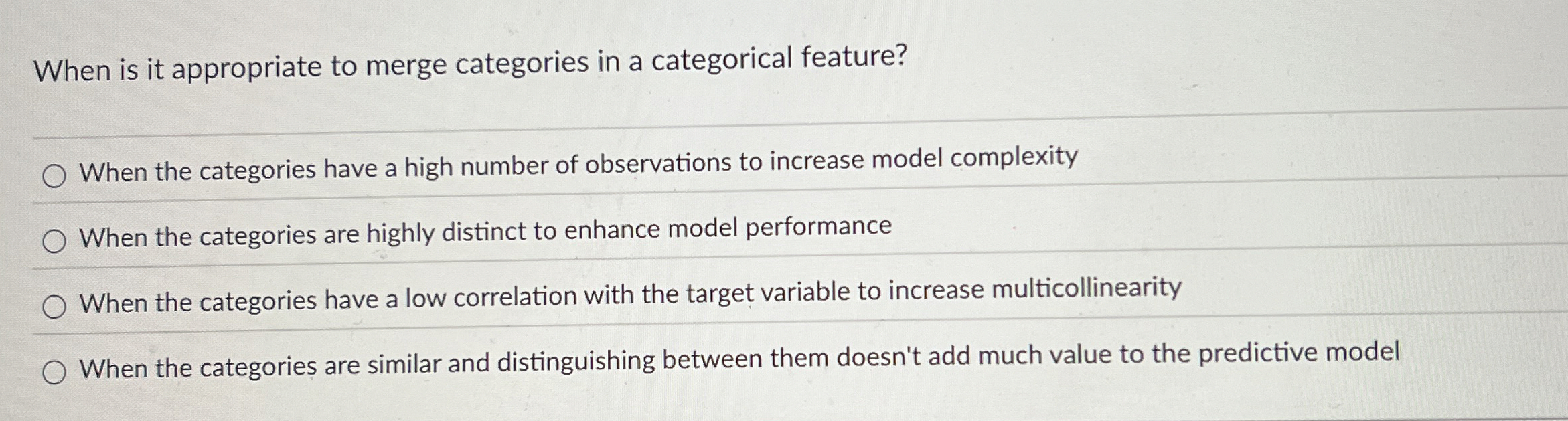 When is it appropriate to merge categories in a