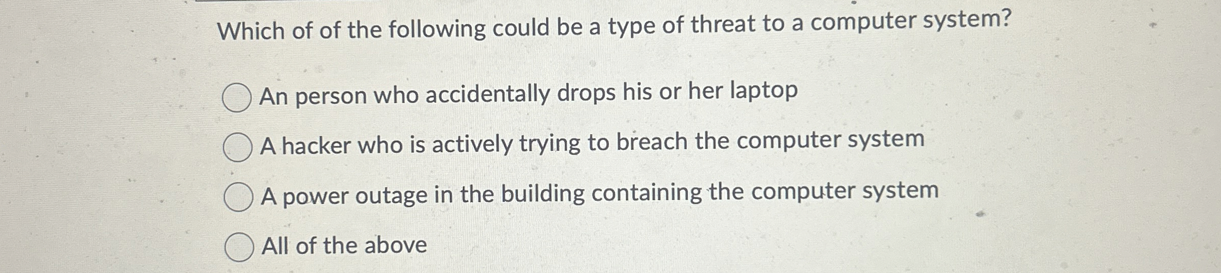 Which of of the following could be a type of