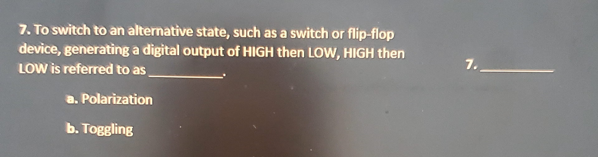 To switch to an altemative state, such as a