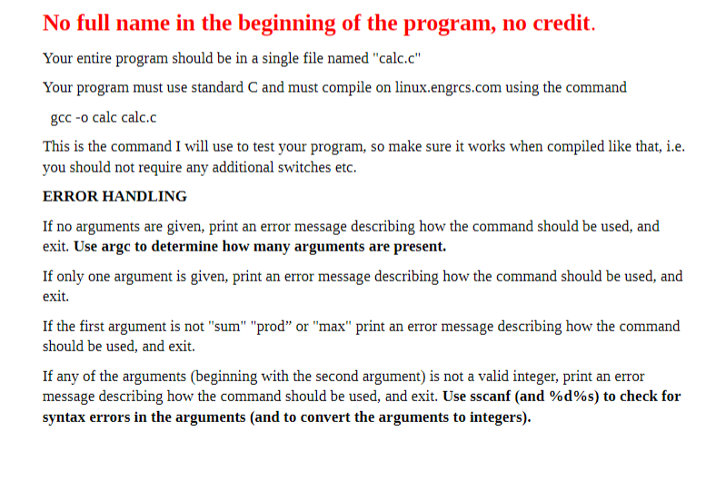 Write an authentic code in C for the following
