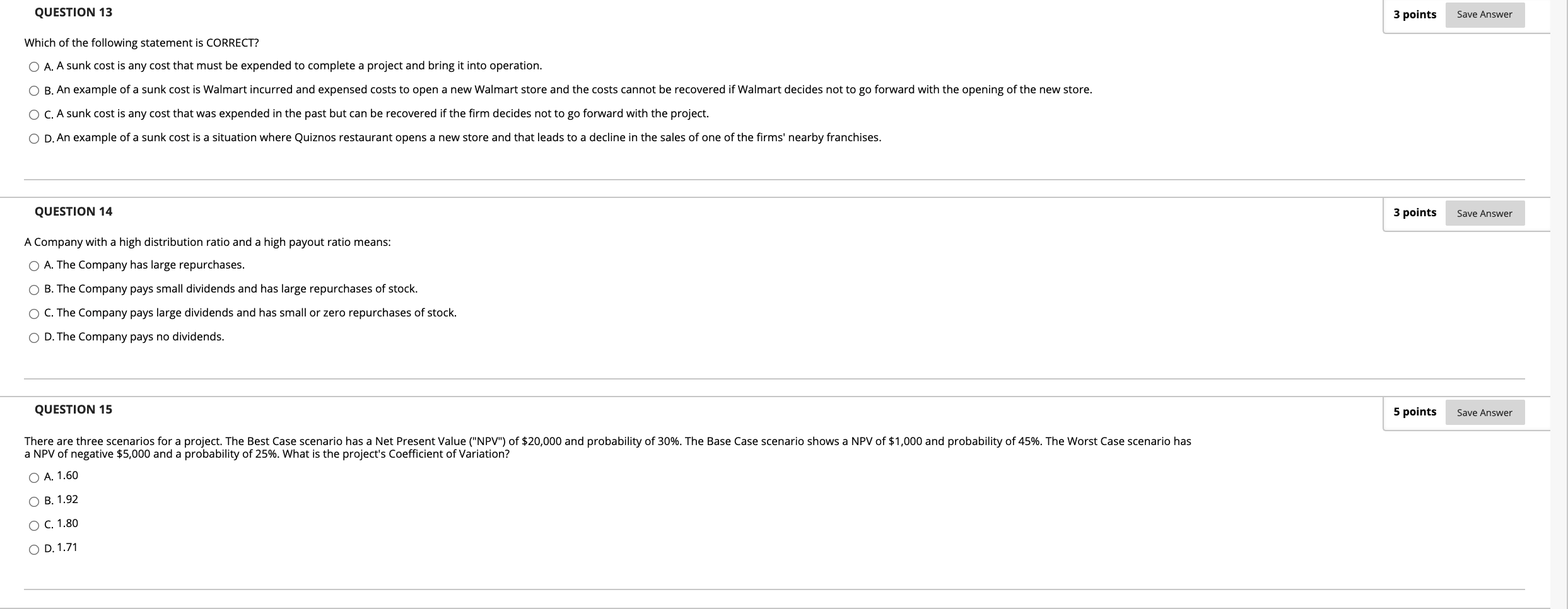 Please answer the following QUESTION 13 3 points