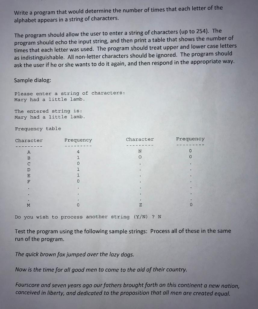 using DOSBOX write a program that does a