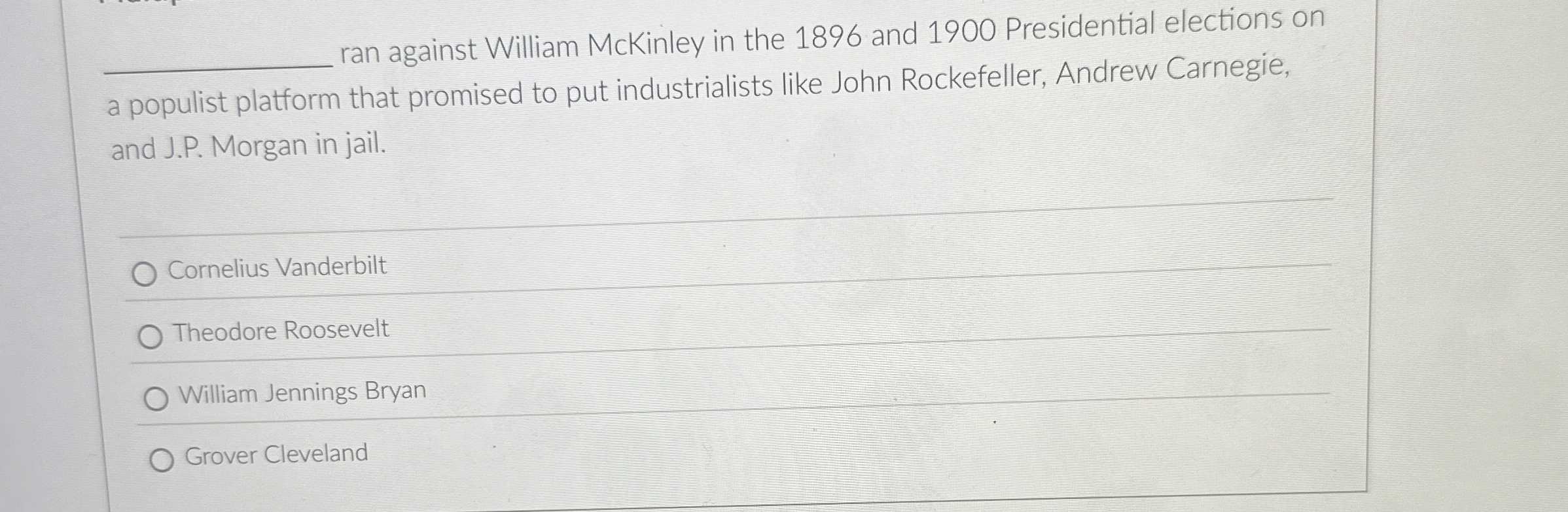 ran against William McKinley in the 1 8 9 6 and 1