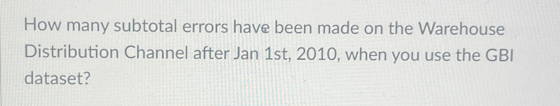 How many subtotal errors have been made on the