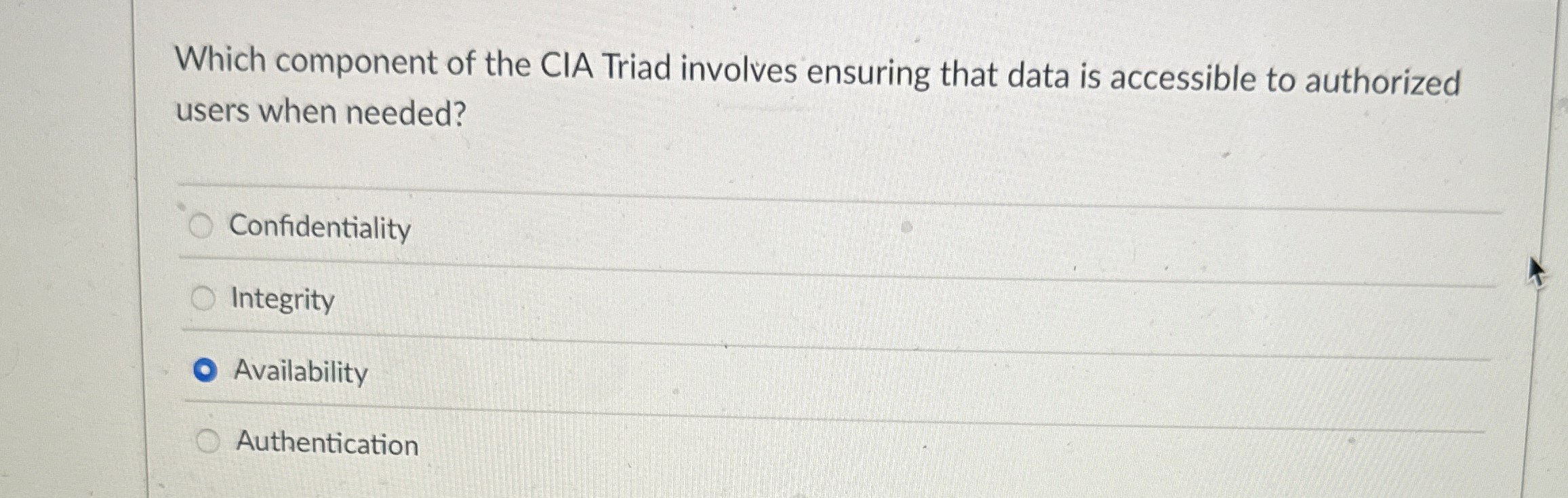Which component of the CIA Triad involves