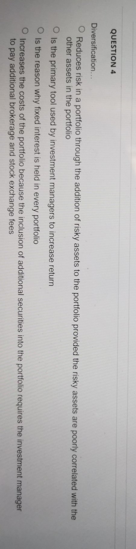 Investment management QUESTION 4