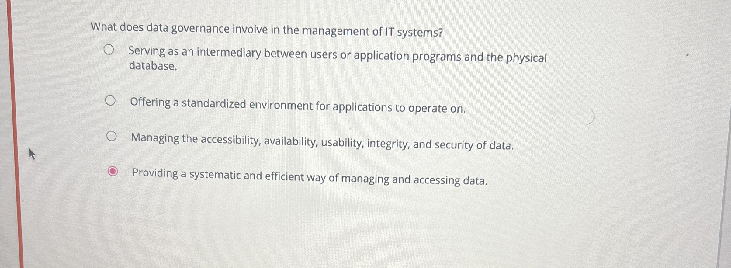 What does data governance involve in the