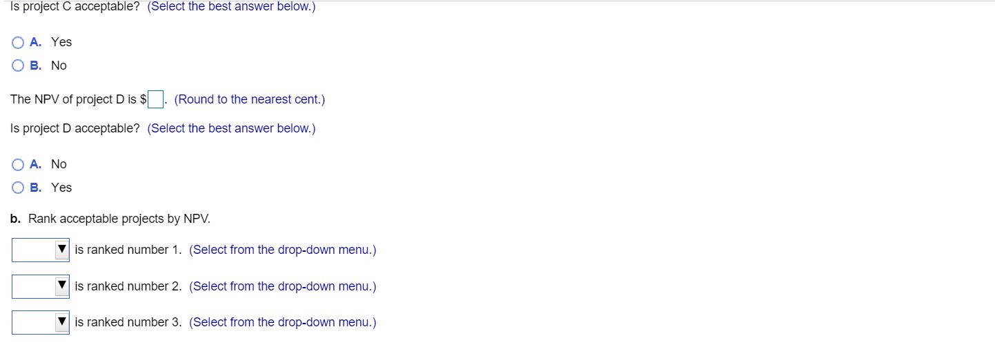 NPV, with rankings Botany Bay, Inc., a maker of