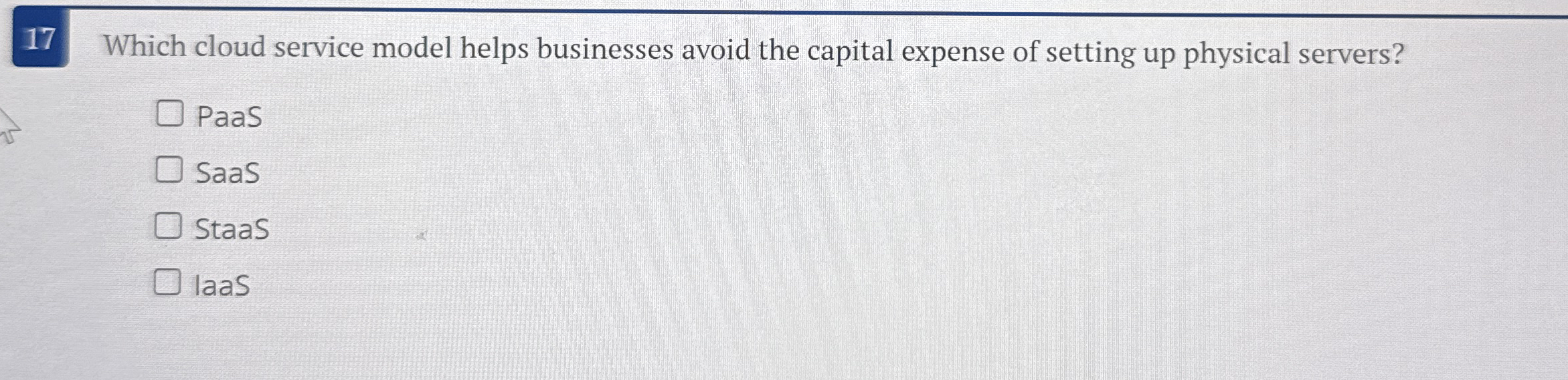 1 7 Which cloud service model helps businesses
