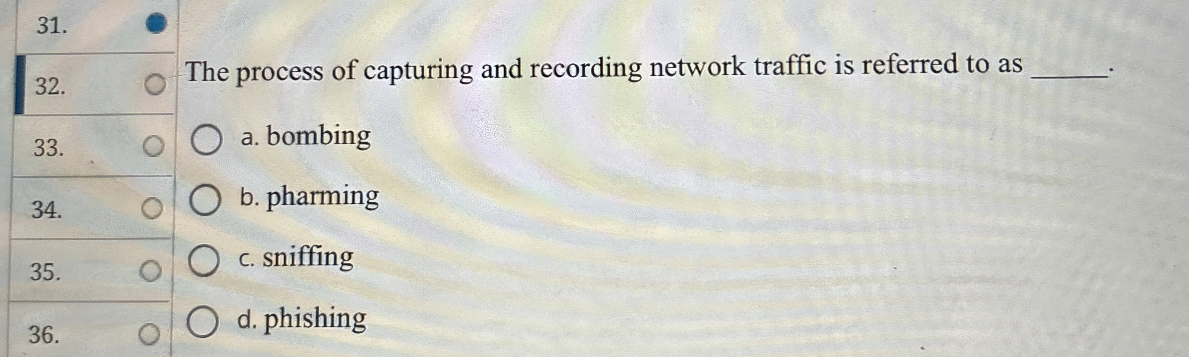 The process of capturing and recording network