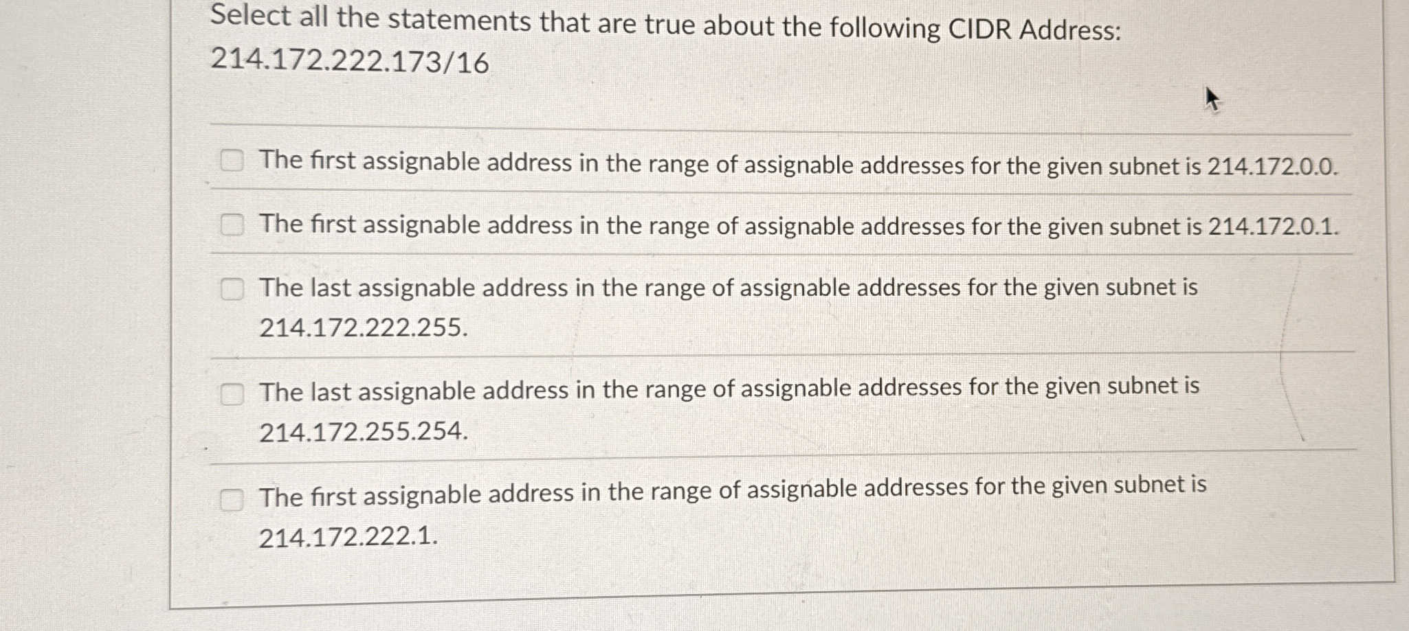 Select all the statements that are true about the