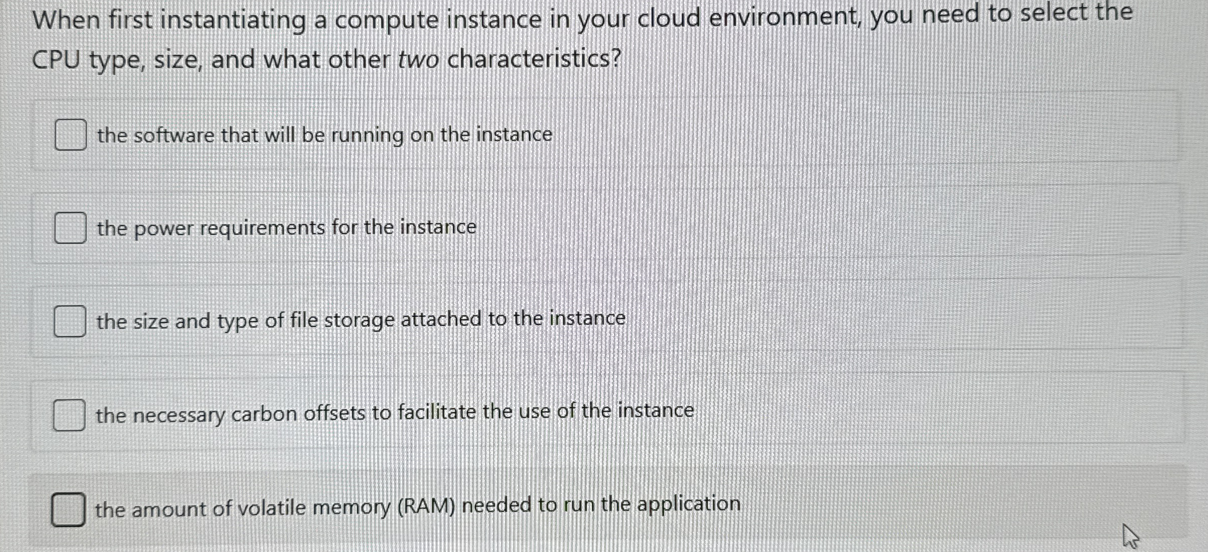 When first instantiating a compute instance in