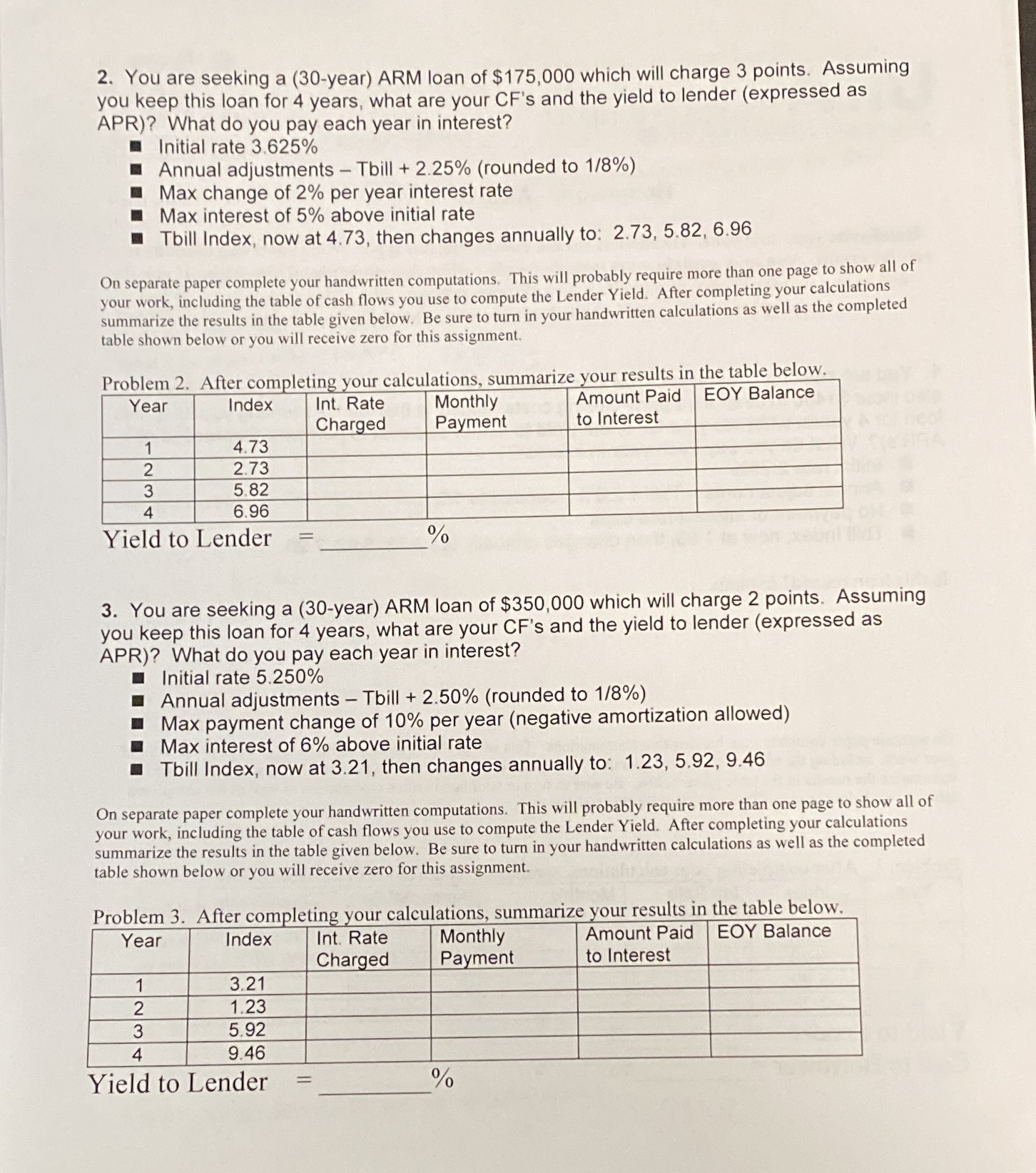 2. You are seeking a (30year) ARM loan of