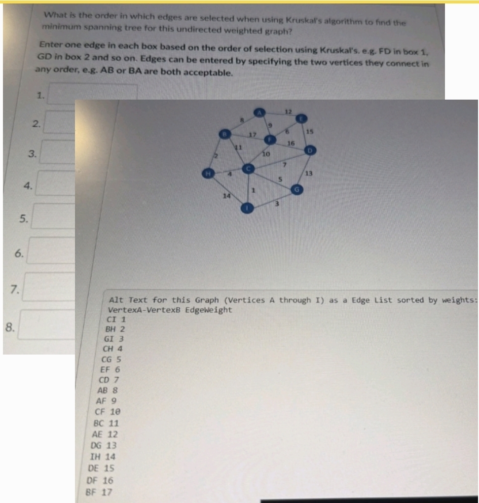 How to solve What is the order in which edges are