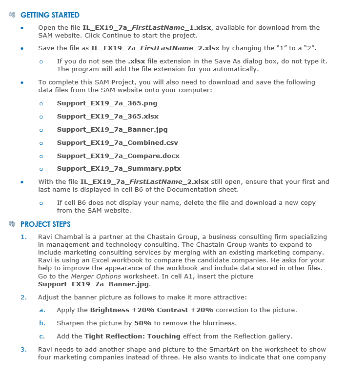 G GETTING STARTED - Open the file IL _ EX 1 9 _ 7