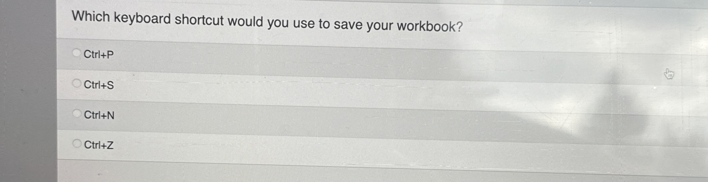 Which keyboard shortcut would you use to save