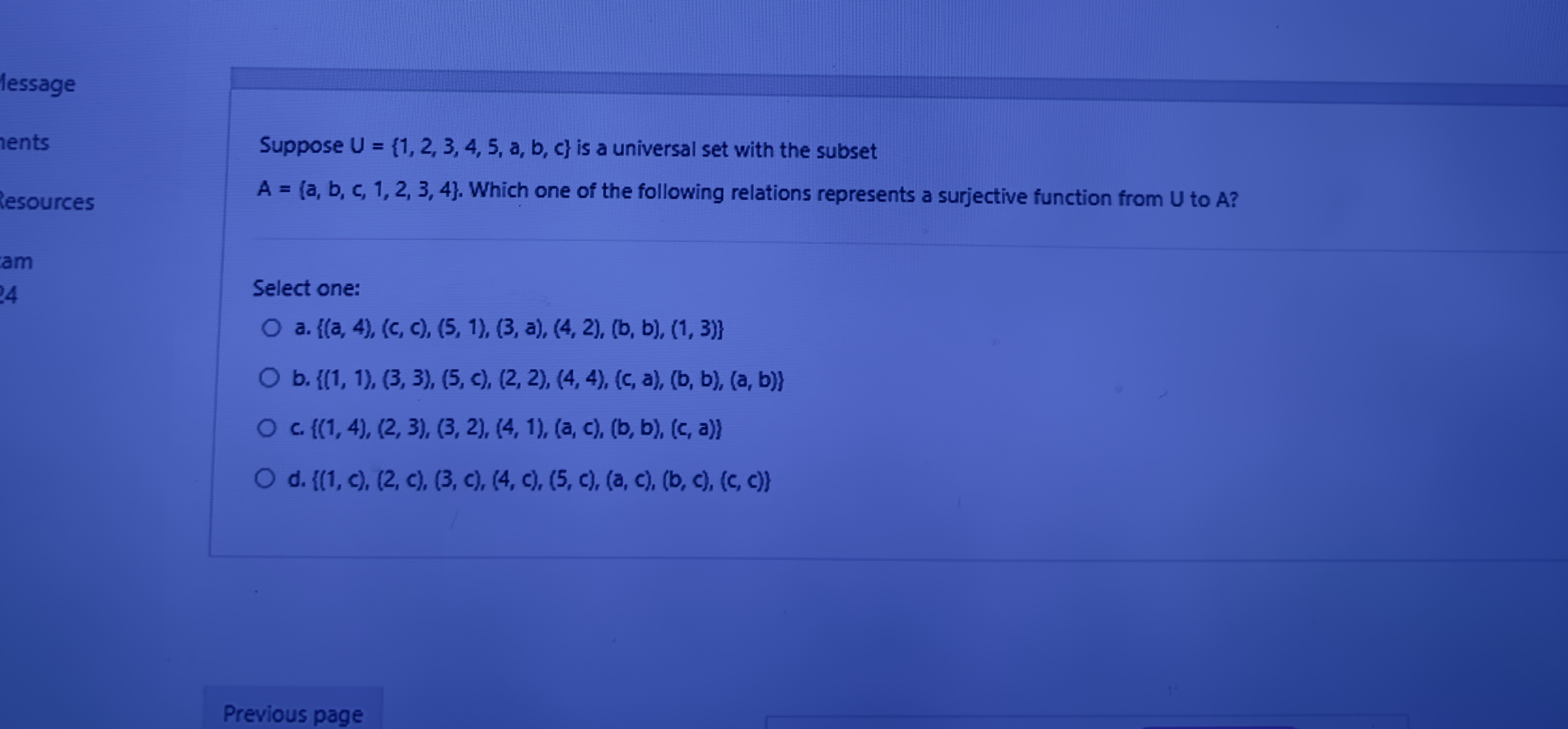 lessage lents lesources Suppose U = { 1 , 2 , 3 ,