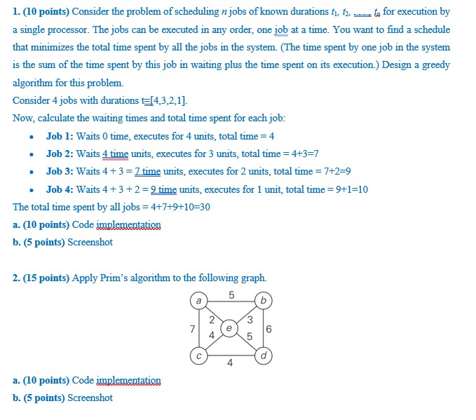 1 . ( 1 0 points ) Consider the problem of