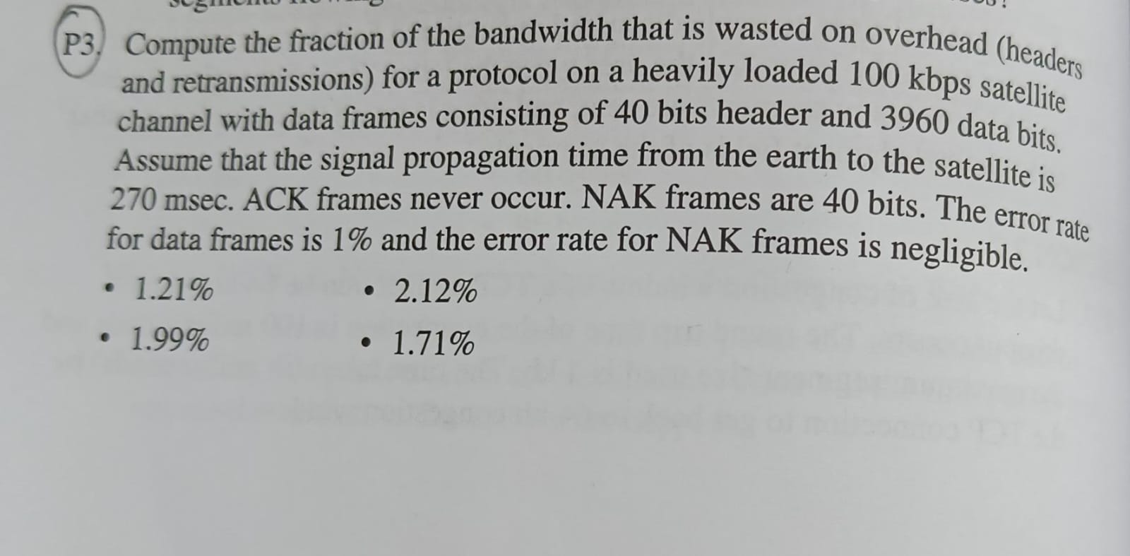 P 3 . Compute the fraction of the bandwidth that