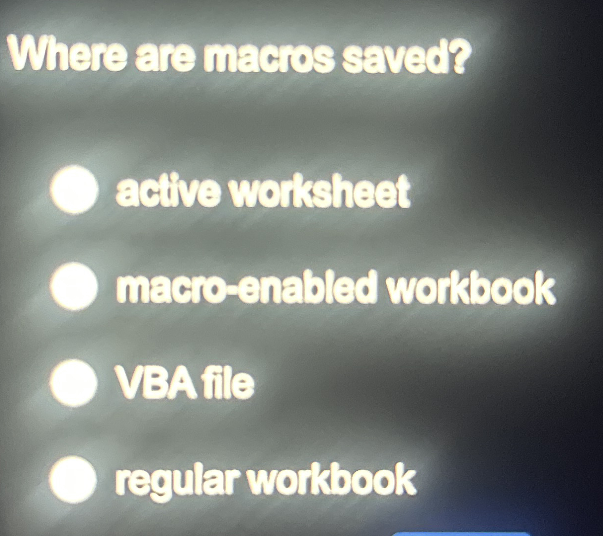 Where are macros saved? acive wortsheet macro -