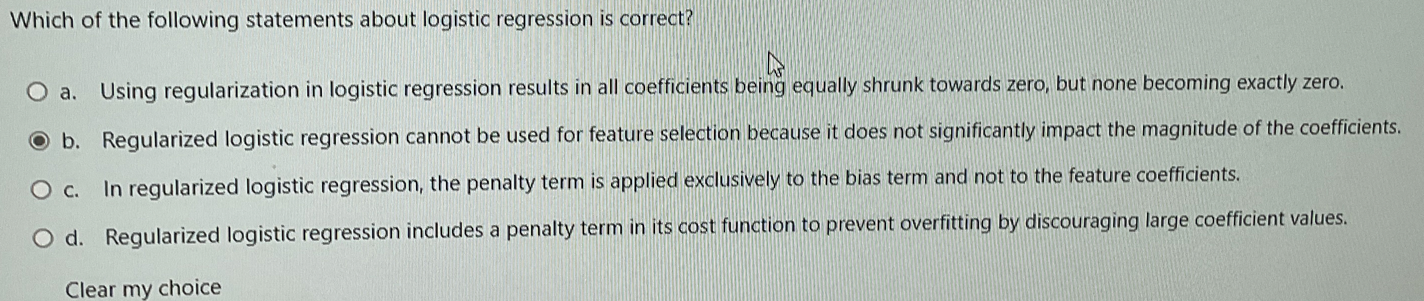 Which of the following statements about logistic