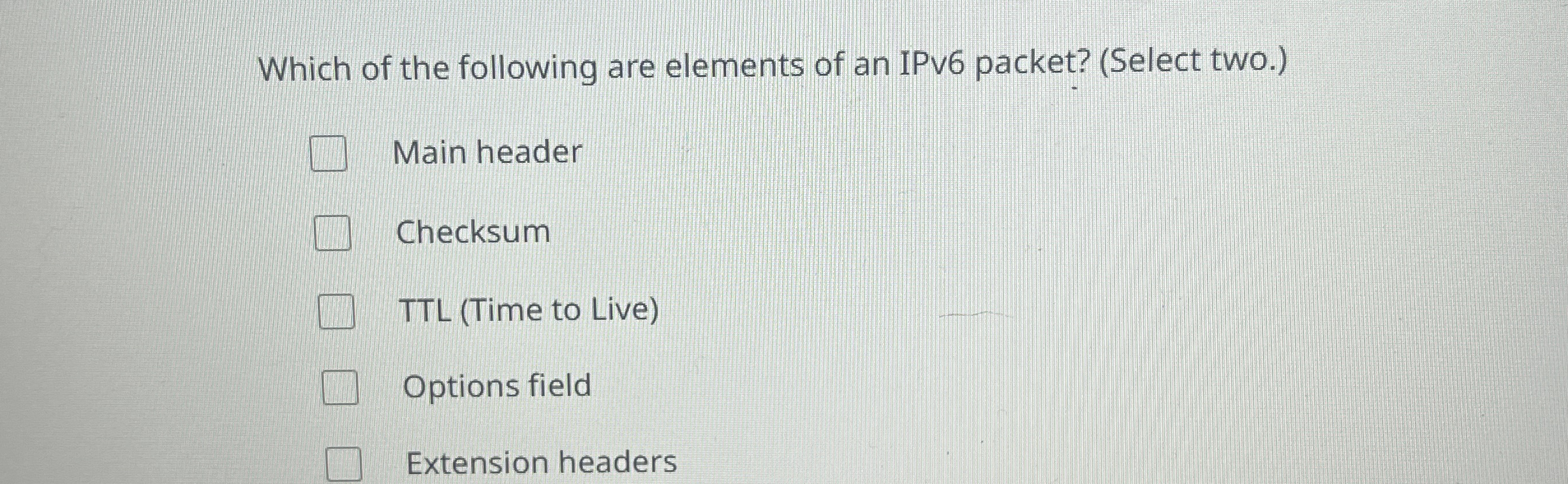 Which of the following are elements of an IPv 6