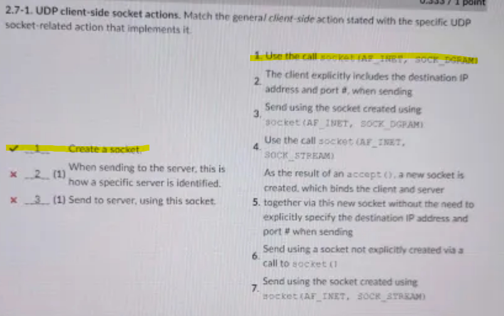 Match the general client side action stated with