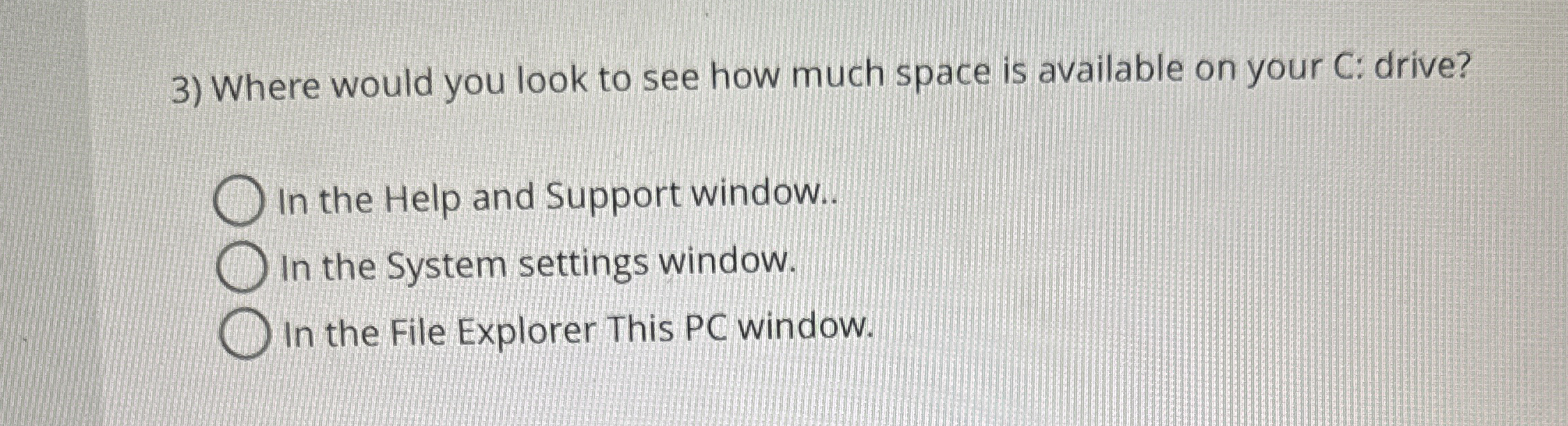 Where would you look to see how much space is