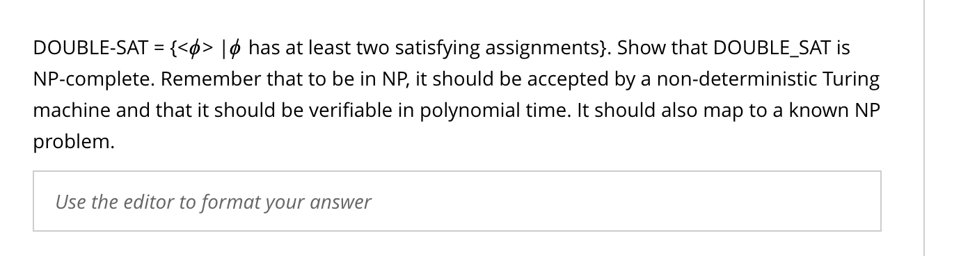 DOUBLE - SAT = { <  style=