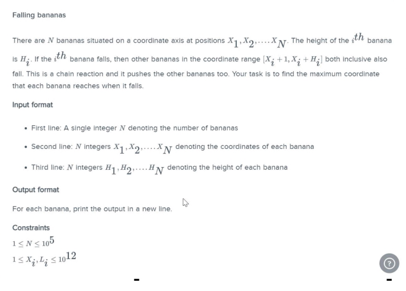 Falling bananas There are N bananas situated on a