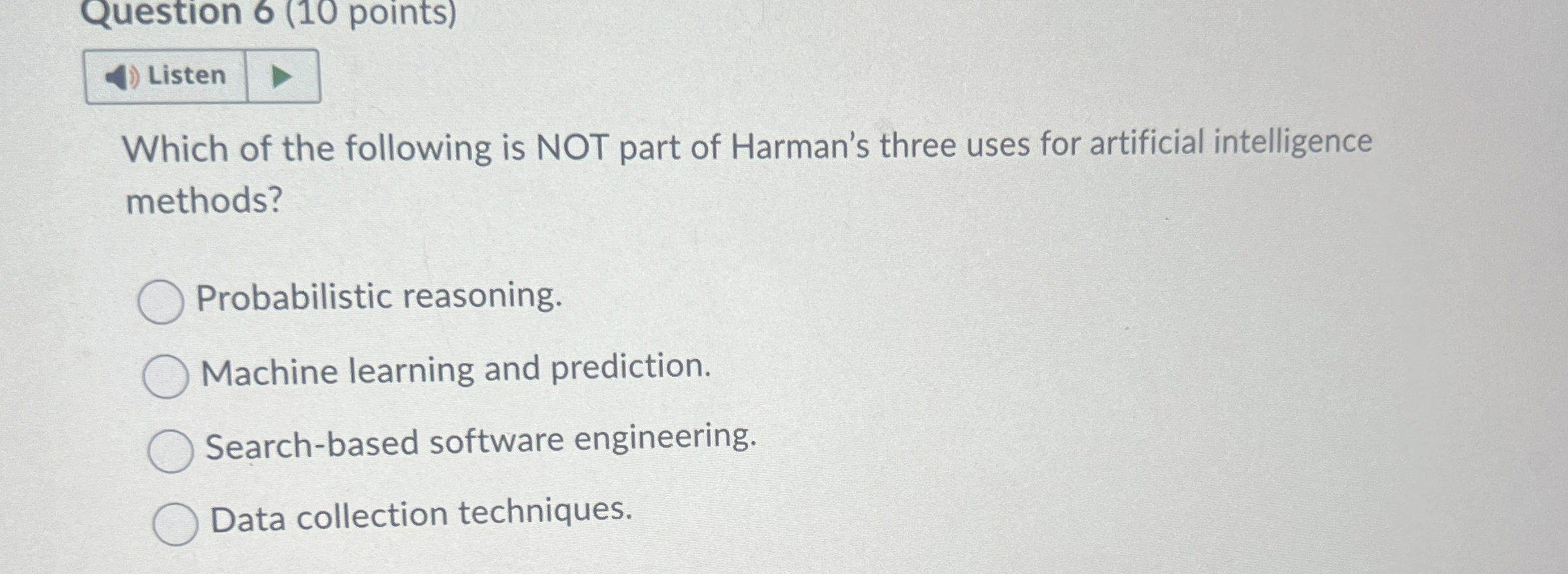 Listen Which of the following is NOT part of