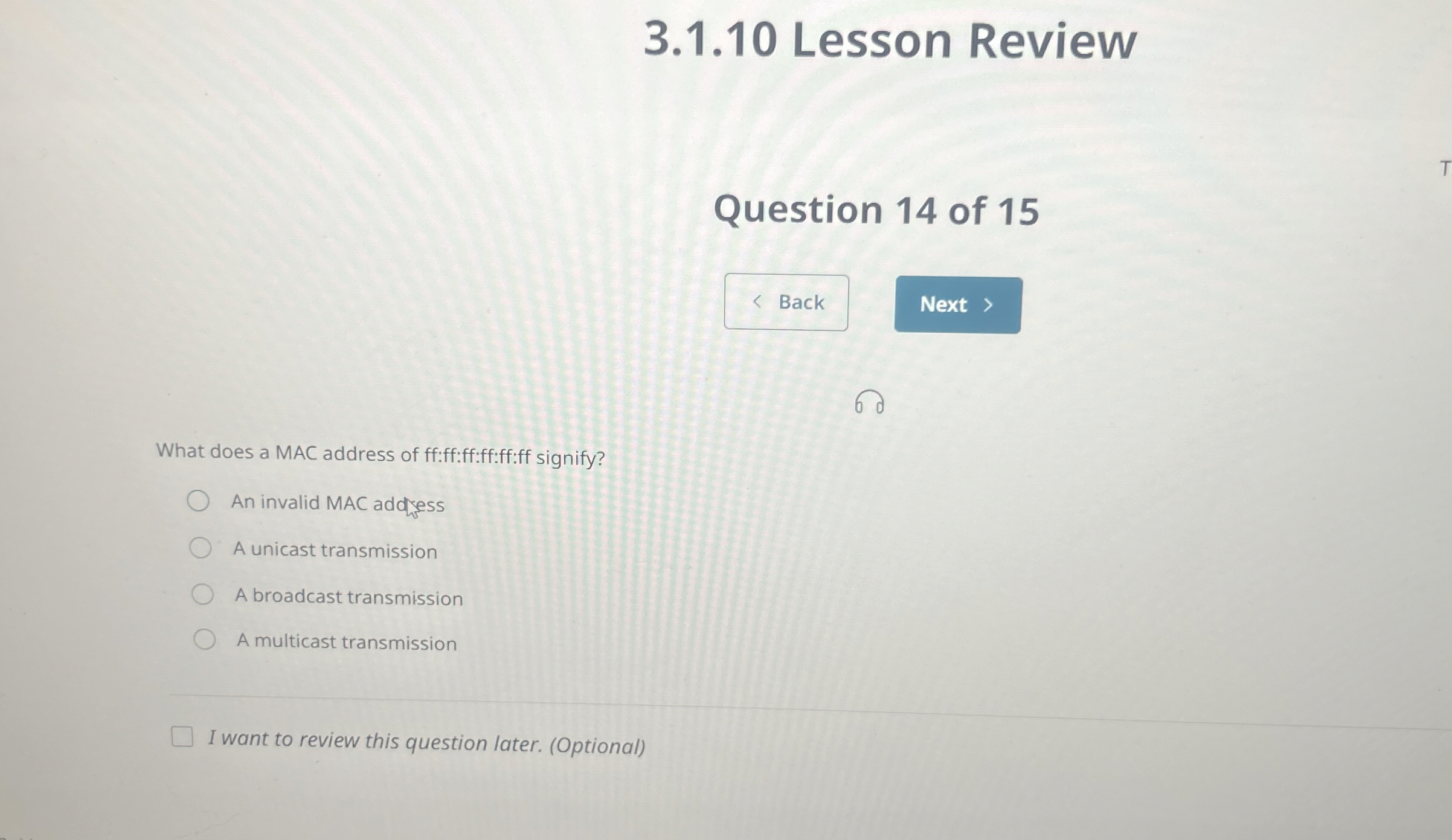 3 . 1 . 1 0 Lesson Review Question 1 4 of 1 5