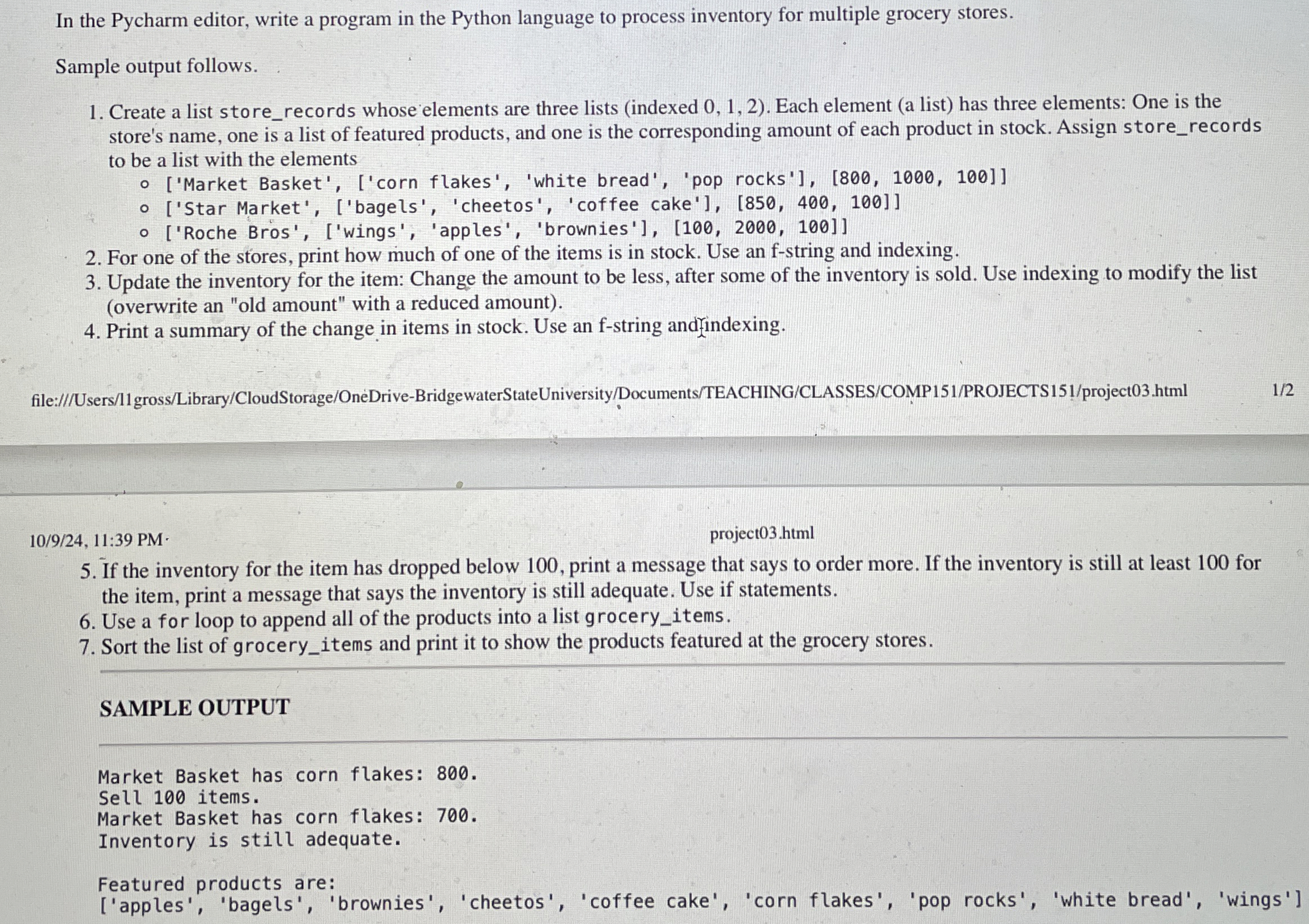 In the Pycharm editor, write a program in the