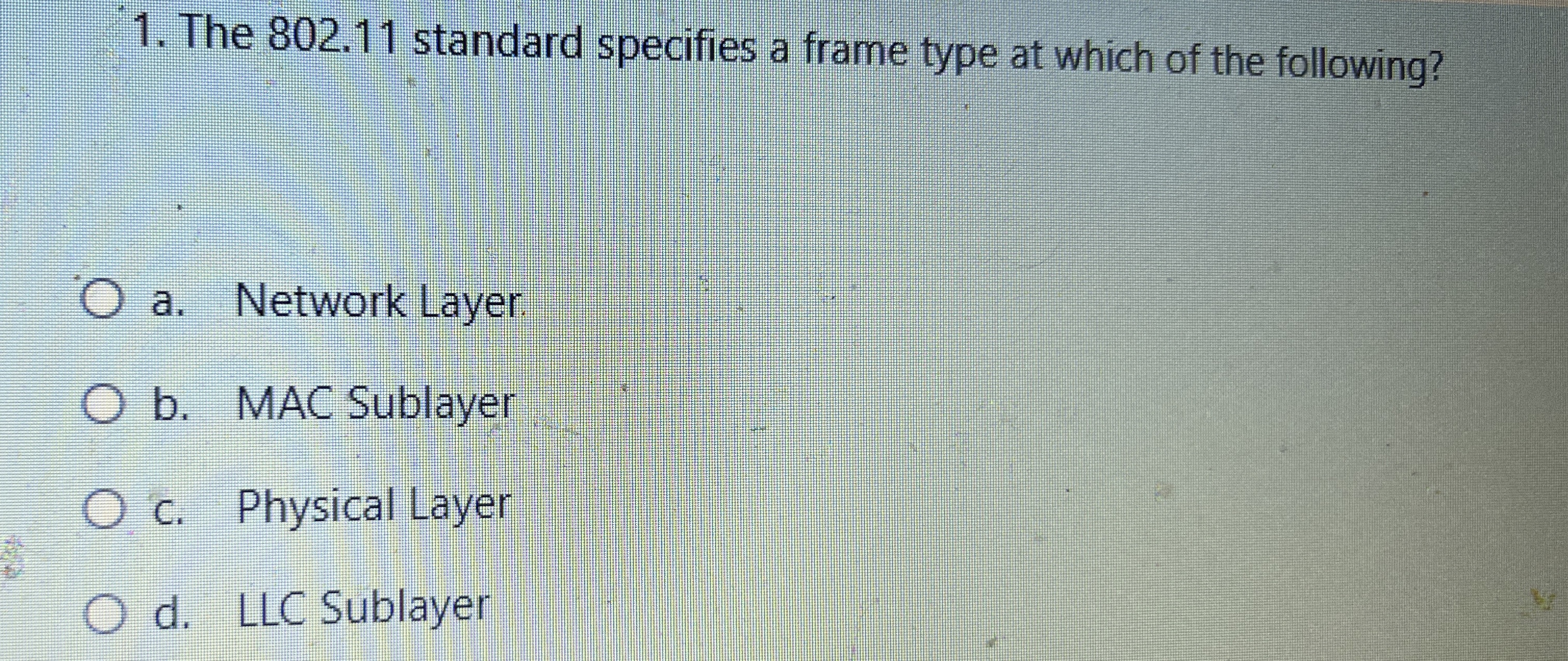 The 8 0 2 . 1 1 standard specifies a frame type