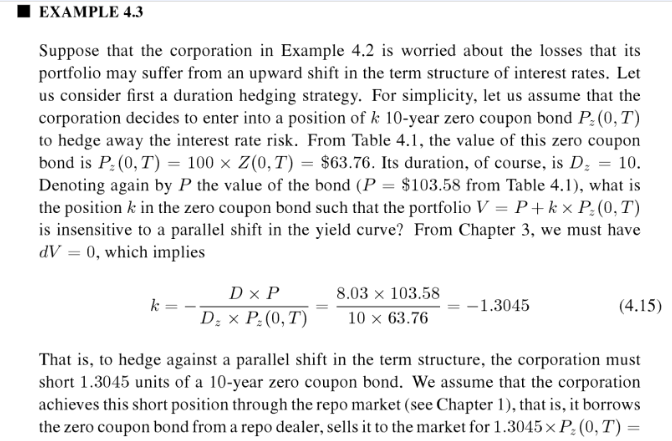 Rework Example 4.3 but using a 2-year zero coupon