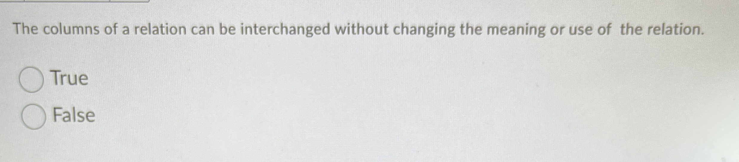 The columns of a relation can be interchanged