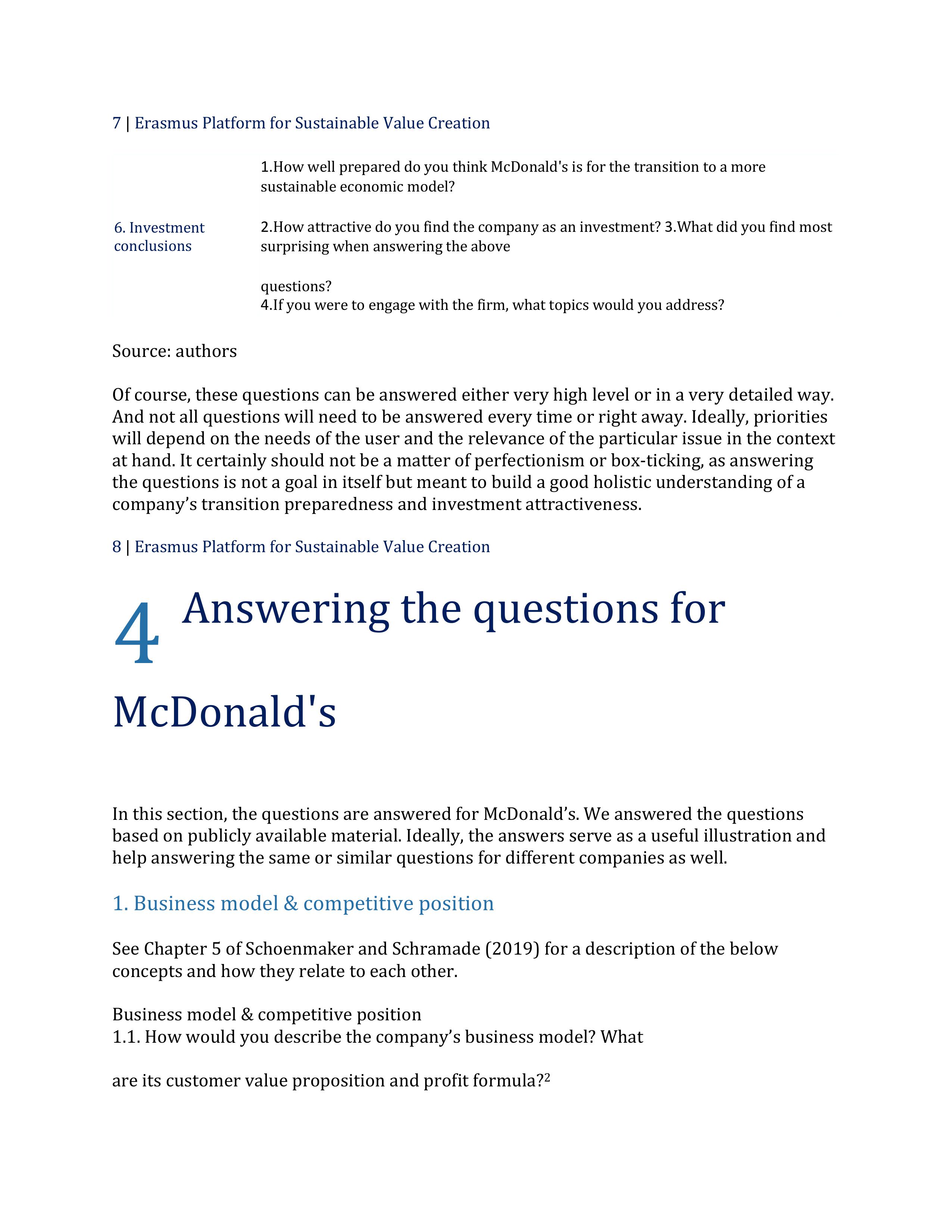 Erasmus Platform for Sustainable Value Creation,