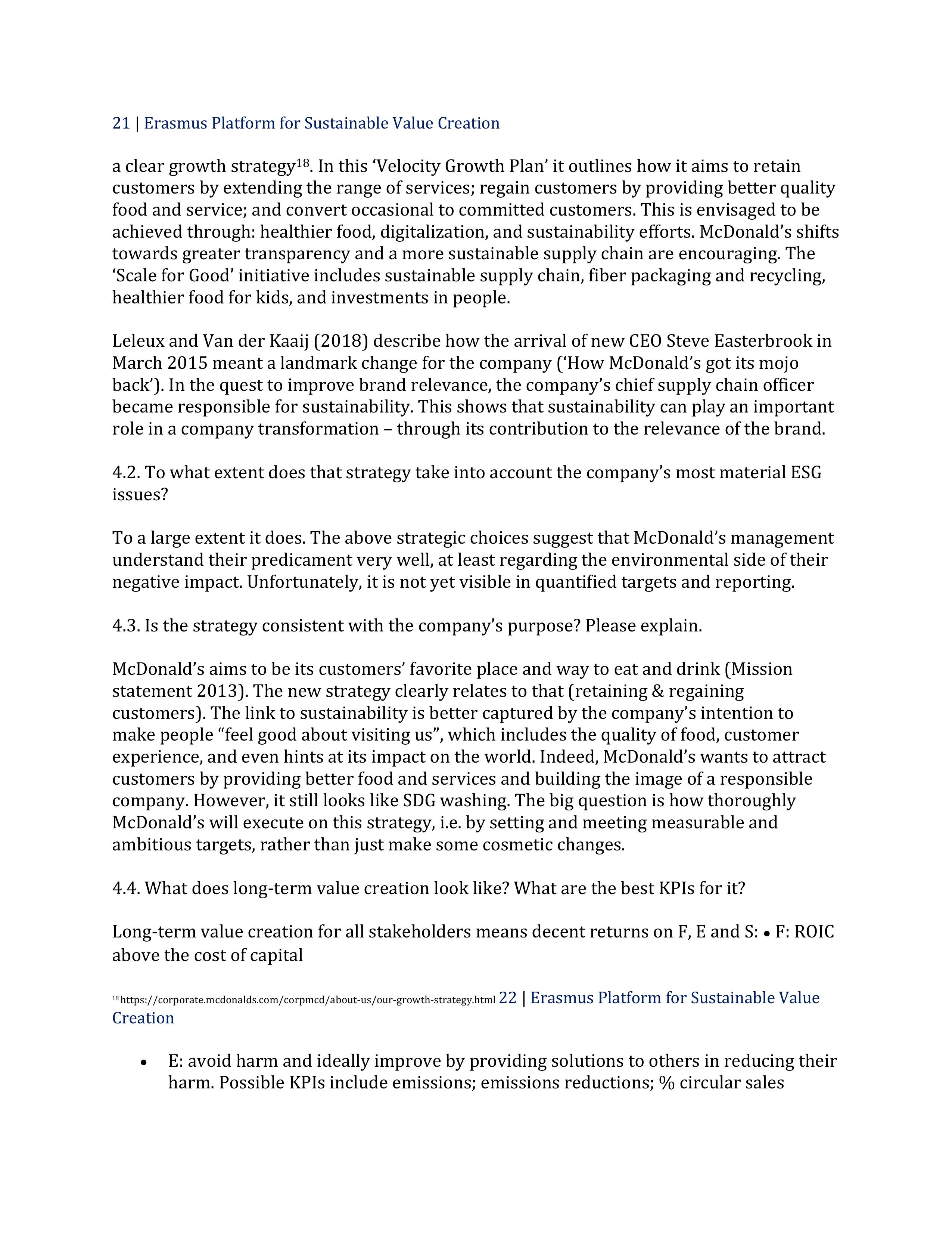 Erasmus Platform for Sustainable Value Creation,