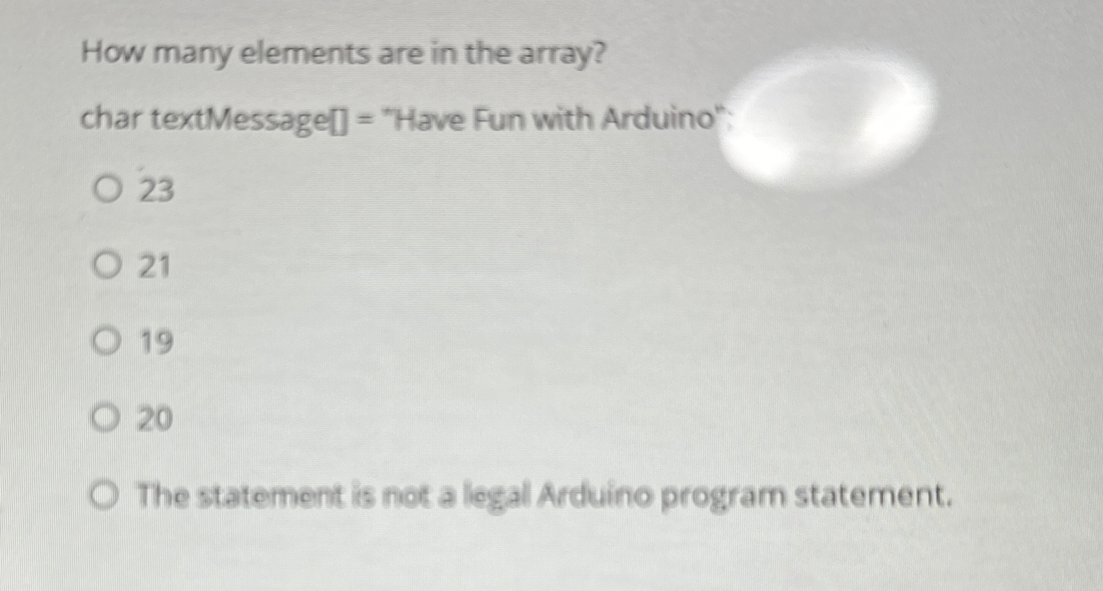 How many elements are in the array? char
