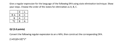 Give a regular expression for the language of the